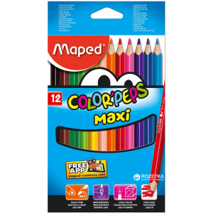 Олівці кольорові Maped Color Peps Maxi 12 кольорів (MP.834010) краща модель в Одесі