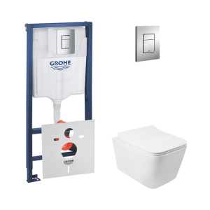 Набір інсталяція 4 в 1 Grohe Rapid SL 38772001 + унітаз з сидінням Qtap Crow QT05335170W ТОП в Одесі