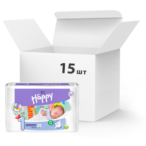 Упаковка дитячих підгузків Bella Baby Happy Newborn 2-5 кг 15 пачок по 25 шт. (BB-054-NB25-004) ТОП в Одесі