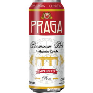 Упаковка пива Praga Premium Pils світле фільтроване 4.7% 0.5 л х 24 банок (8593875219490)