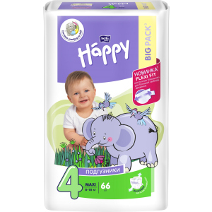 Подгузники детские Bella Baby Happy Green Tea 3D Maxi 8-18 кг 66 шт (5900516602888) в Одессе