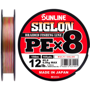 Шнур Sunline Siglon PE х8 150 м # 0.8/0.153 мм 6 кг Разноцветный (16581000)