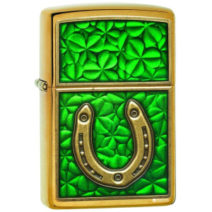 купить Зажигалка Zippo Horseshoe Clovers Золотистая (Zippo 29243)