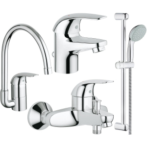 Набор смесителей для ванной Grohe Euroeco 123242K (23262000+32743000+27598001+32752000) (41316) ТОП в Одессе