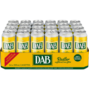 Упаковка пива «DAB Radler» специальное пастеризованное светлое фильтрованное с добавлением сока 3% 0.5 л x 24 шт (4053400204406) рейтинг