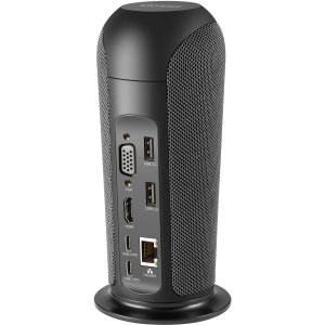 Док-станція 13-в-1 Promate AlphaHub USB-C PD/HDMI/VGA/3xUSB 3.0/USB-C 3.1/RJ45/SD/MicroSD/AUX 3.5 мм/5W динамік Black (alphahub.black) ТОП в Одесі