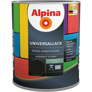 Емаль Alpina Universallack Шовковисто-матова 2.5 л Чорна (948103763) краща модель в Одесі