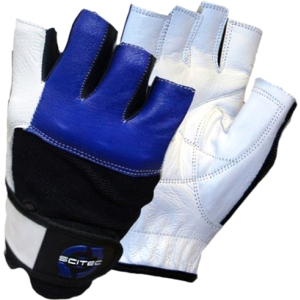 Перчатки Scitec Nutrition Gloves Power Blue With Wrist Wrap S Бело-синие (816532010864) в Одессе