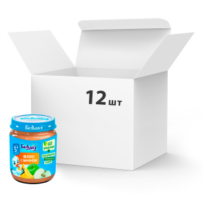 Упаковка фруктового пюре Белакт з яблук та бананів 12 банок по 100 г (4814716000232_12) ТОП в Одесі