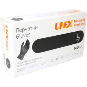 Рукавички нітрилові Unex Medical неопудрені розмір L 100 шт - 50 пар Чорні (4.1002) в Одесі