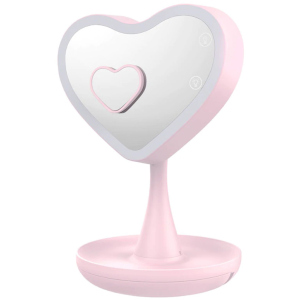 Дзеркало для макіяжу UFT Mirror Heart Pink Серце з підсвічуванням (4820176260086) ТОП в Одесі