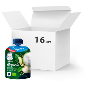 Упаковка пюре фруктово-йогуртного Gerber Organic Яблуко зі злаками з 8 місяців 90 г х 16 шт (7613036712026) ТОП в Одесі