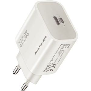 Сетевое зарядное устройство Promate PowerPort-20PD 20 Вт USB Type-C PD White (powerport-20pd.white) рейтинг