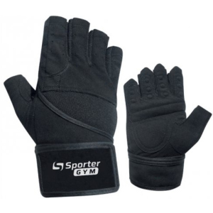 Рукавички тренувальні Sporter Gym Men Fitness Gloves (222.7 B) XXL Full Black (2009999014461) краща модель в Одесі