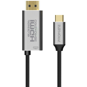 Кабель Promate HDMI-PD60 USB-C/HDMI 4K 60Hz 1.8 м Gray (hdmi-pd60.grey)