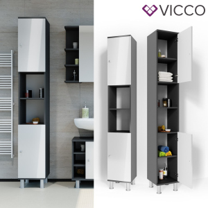 купить Пенал для ванной Vicco Fynn, 30x190 белый, антрацит