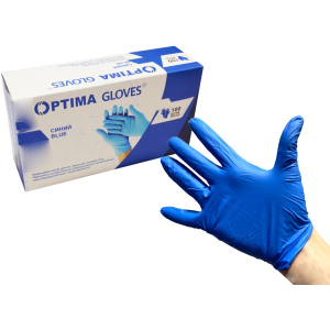 Рукавички медичні нітрилові оглядові Optima Gloves нестерильні неопудрені L 50 пар Сині (52-108) ТОП в Одесі