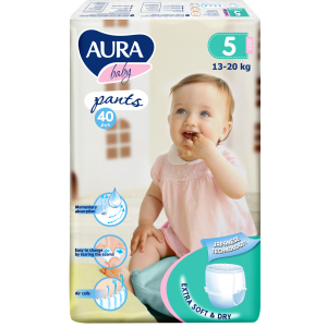 Трусики одноразовые для детей Aura 5 XL 13-20 кг jambo-pack 40 шт (4752171005105) лучшая модель в Одессе