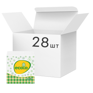 Упаковка серветок сервірувальних Ecolo 1 шар 24х24 см 100 шт Білі 28 пачок (4820202890270) в Одесі
