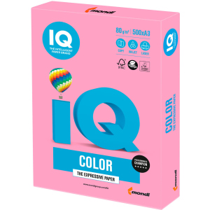 Папір офісний IQ Color PI25 A3 80 г/м2 500 аркушів Рожевий (9003974400273) в Одесі