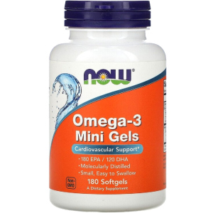 Омега-3, Omega-3 Mini Gels, Now Foods 180 мягких таблеток (733739016850)