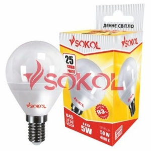 Набор 10 шт. LED лампа SOKOL G45 5.0W 220В E14 4100К ТОП в Одессе