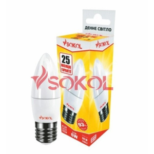 Набор 100 шт. LED лампа SOKOL свеча 6.0W 220В E27 4100К