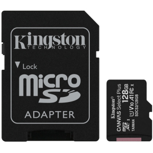 Kingston microSDXC 128GB Canvas Select Plus Class 10 UHS-I U1 V10 A1 + SD-адаптер (SDCS2/128GB) ТОП в Одессе