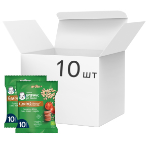 Упаковка пшенично-овсяных снеков Gerber Organic Томат и Морковь с 10 месяцев 10 шт х 7 г (7613287376541) ТОП в Одессе