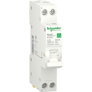 Компактний диференціальний автоматичний вимикач Schneider Electric RESI9 25 А, 30 мА, 1P+N, 6кA, крива С, тип А