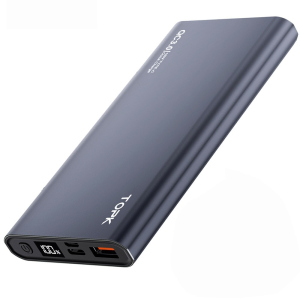 УМБ Power Bank Topk 18W QC3.0/PD 10000 mAh 1xUSB, 1xType-C серый 2 входа - USB Type-C, MicroUSB (TKI1006P-GR)