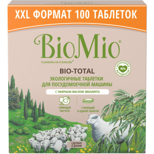 Таблетки для посудомийної машини BioMio Bio-Total 7 в 1 з маслом евкаліпту 100 шт (4603014015945) ТОП в Одесі