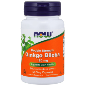 Натуральна добавка Now Foods Гінкго Білоба, Ginkgo Biloba, Double Strength, 120 мг, 50 капсул (733739046826) краща модель в Одесі