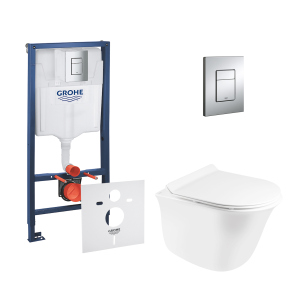 Набор инсталляция 4 в 1 Grohe Rapid SL 38772001 + унитаз с сиденьем Qtap Virgo QT1833051ERW лучшая модель в Одессе