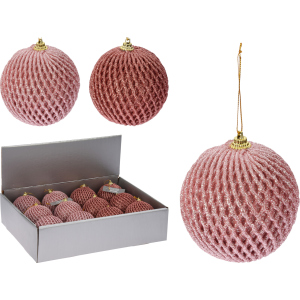 Набір ялинкових куль Christmas Decoration 8 см 12 шт рожевий (CAA126440) краща модель в Одесі