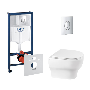 хорошая модель Набор инсталляция 4 в 1 Grohe Rapid SL 38721001 + унитаз с сиденьем Qtap Aries QT0333063ERW