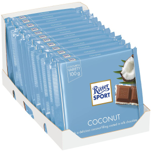 Упаковка молочного шоколаду Ritter Sport з начинкою кокосово-молочний крем 12 шт х 100 г (4000417298607) краща модель в Одесі