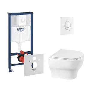 Набор инсталляция 4 в 1 Grohe Rapid SL 38722001 + унитаз с сиденьем Qtap Aries QT0333063ERW лучшая модель в Одессе