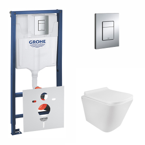 Набор инсталляция 4 в 1 Grohe Rapid SL 38772001 + унитаз с сиденьем Qtap Tern QT1733052ERW надежный