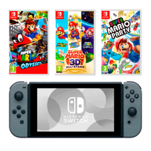 Набір Консоль Nintendo Switch HAC-001(-01) Grey 32GB Новий + Гра Super Mario Odyssey + Гра Super Mario Party + Гра Super Mario 3D All-Stars