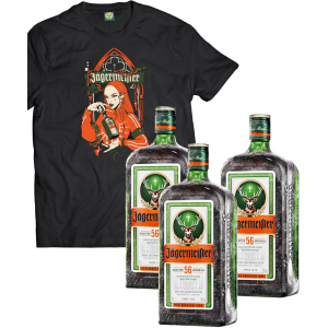 Ликер Jagermeister 0.7 л 35% 3 бутылки (+эксклюзивная футболка) (DESIGN 3) p.XL (4067700013018_G_XL) в Одессе