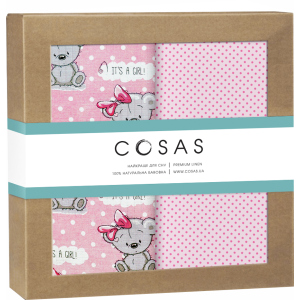 Набор пеленок Cosas Бязь Girl Bear Rose Dots Malina 80 х 100 2 шт (4822052074626) лучшая модель в Одессе