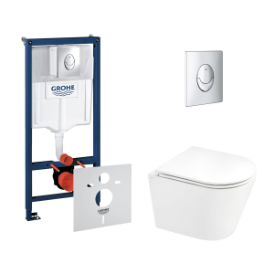 Набір інсталяція 4 в 1 Grohe Rapid SL 38721001 + унітаз із сидінням Qtap Scorpio QT1433053ERW в Одесі