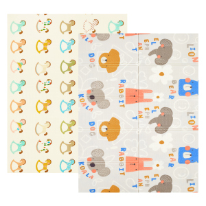 Детский двусторонний развивающий складной термоковрик для ползания POPPET Разноцветные зверята и Игрушечные лошадки 150х200x0.9 см (PP016-150H) ТОП в Одессе
