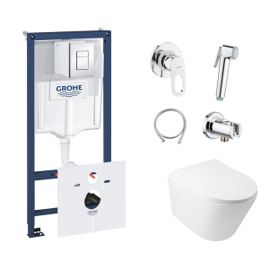 Комплект інсталяція Grohe Rapid SL 38827000 + унітаз з сидінням Qtap Swan QT16335178W + набір для гігієнічного душу зі змішувачем Grohe BauLoop 111042 (38827000QT16335178W111042) в Одессе