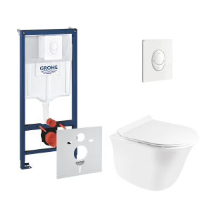 хороша модель Набір інсталяція 4 в 1 Grohe Rapid SL 38722001 + унітаз з сидінням Qtap QtapVirgo QT1833051ERW