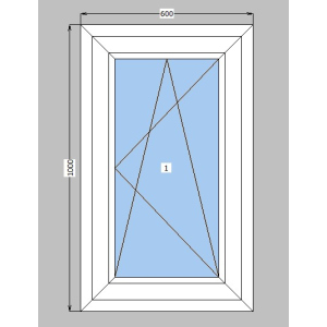 Окно металлопластиковое Lider 58 mm 1-створчатое поворотно-откидное, фурнитура Vorne, 600х1000 мм, белое ТОП в Одессе