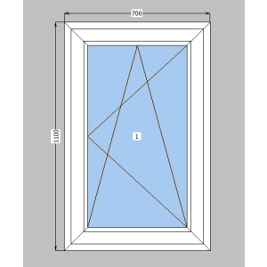 Вікно металопластикове Lider 58 mm 1-стулкове поворотно-відкидне, фурнітура Vorne, 700х1100 мм, біле
