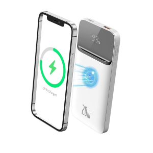 Павербанк Baseus Magnetic wireless Quick Charge 10000mAh 20W для iPhone 12-13|12-13 Pro|Max|Watch| AirPods| iPad| Samsung| Xiaomi| Huawei| Lenovo| Oppo White лучшая модель в Одессе