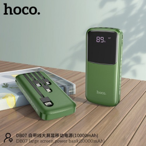 Павербанк Hoco Cable Needed 10000mAh | Lightning, Type-C, Micro-USB Cable | green рейтинг